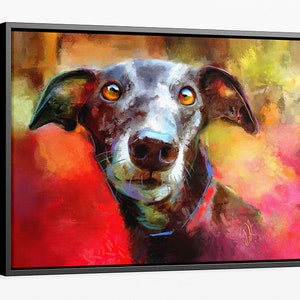 Greyhound Wall Art - Framed Canvas Print Or Art Print On Paper - Home Decor - Black Dog Print - Free Shipping
