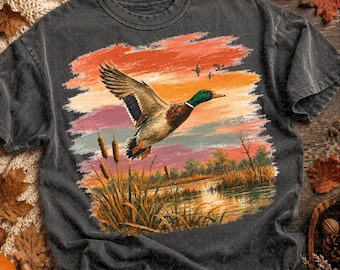 Distressed Sunset Duck Hunting Vintage  retro PNG, Vintage 90s Retro Mallard duck fall autumn  Hunting Dog Clipart camo farmhouse pumpkin