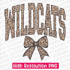 Wildcats retro leopard typography distressed School Spirit PNG School Mascot Go Team Preppy Mascot Png Trending Png Jackets varsity DTG DTF
