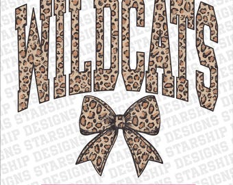 Wildcats retro leopard typography distressed School Spirit PNG School Mascot Go Team Preppy Mascot Png Trending Png Jackets varsity DTG DTF