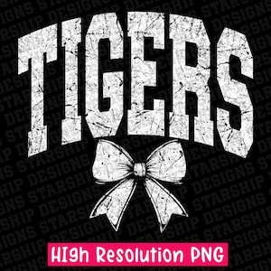 Tigers trendy distressed School Spirit PNG School Mascot Go Team Preppy Mascot Png Trending Png Jackets varsity DTG DTF