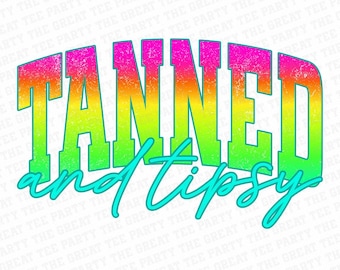 Tanned and tipsy Distressed Varsity Png, Summer Shirt Png Trendy Summer Png Hot Pink Png orange Png Aesthetic Summertime Distressed png