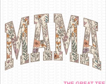 Mama Retro Vintage Blumen Wildblumen Mama Design Muttertag PNG Sublimation dtf dtg für Shirt Instant Download