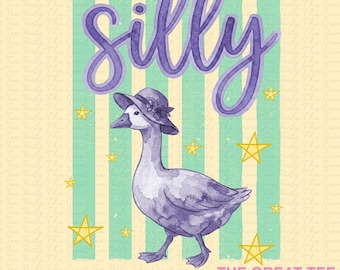 Sommer Silly Goose PNG Digital Design Girly Trendy Kid Design Frauen Rosa Preppy Prep Print Summer Bay Küsten Aquarell Trending Stripes