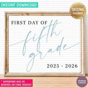 First Day of 5th Grade Sign First Day of Fifth Grade Sign Printable First Day of School Sign Back to School Instant Download, 029