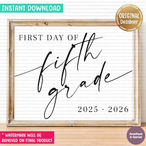 First Day of 5th Grade Sign First Day of Fifth Grade Sign Printable First Day of School Sign Back to School Instant Download, 027