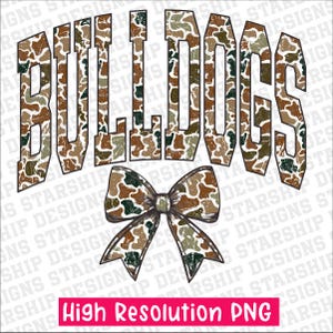 Bulldogs retro camo typography distressed School Spirit PNG School Mascot Go Team Preppy Mascot Png Trending Png Jackets varsity DTG DTF