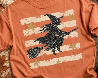 Distressed Witch broom Cute Pumpkin Stripes Paint PNG Fall Shirt Autumn Graphic Cozy Fall Sweatshirt Trending Minimalist Mom kids children