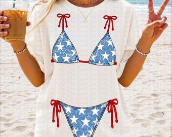 4 juli bikinitop png badpak shirtontwerp zomer zonneschijn meer meisje strand vibes zwembad trendy zomershirt rivierwestern cowgirl