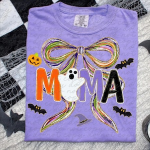 Mama Halloween PNG Spooky Coquette PNG, Ghost PNG, Halloween Fall Png, Preppy Trendy Png, Halloween Bow Png, Faux Glitter Png Brushstroke
