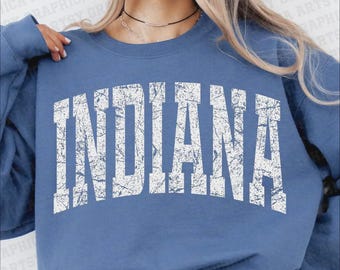 Indiana retro typography distressed School Spirit PNG, School Mascot, Go Team, Preppy Mascot Png, Trending Png, Jackets varsity dtf dtf