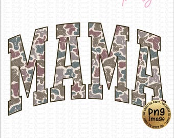 Mama Camo Hunting Western Vintage PNG, design per maglietta da mamma alla moda, stampa mimetica a sublimazione, stile retrò da caccia effetto invecchiato, stagione 2 mimetica accogliente