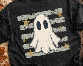 Distressed Ghost Cute Pumpkin Stripes Paint PNG Fall Shirt Autumn Graphic Cozy Fall Sweatshirt Trending Fall Minimalist Mom kids children