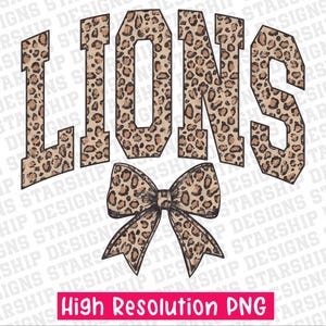 Lions retro leopard typography distressed School Spirit PNG School Mascot Go Team Preppy Mascot Png Trending Png Jackets varsity DTG DTF