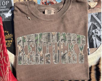 Kentucky retro Camo States typography distressed School Spirit PNG Mascot Go Team Preppy Mascot Trending Jackets varsity DTG DTF