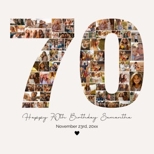 70 Geburtstag Foto Collage Vorlage, Geschenk 70 Geburtstag für Oma und Opa, Zahlen Collage, Mutter Geschenk, Geburtstagsgeschenk PC01