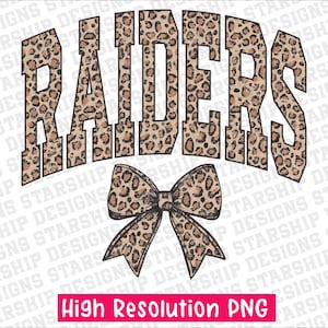 Raiders retro leopard typography distressed School Spirit PNG School Mascot Go Team Preppy Mascot Png Trending Png Jackets varsity DTG DTF