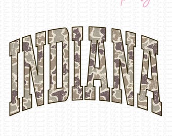 Indiana camo hunting woodland western country southern varsity mascot vintage school spirit retro sublimation Png dtf dtg cup mug jackets