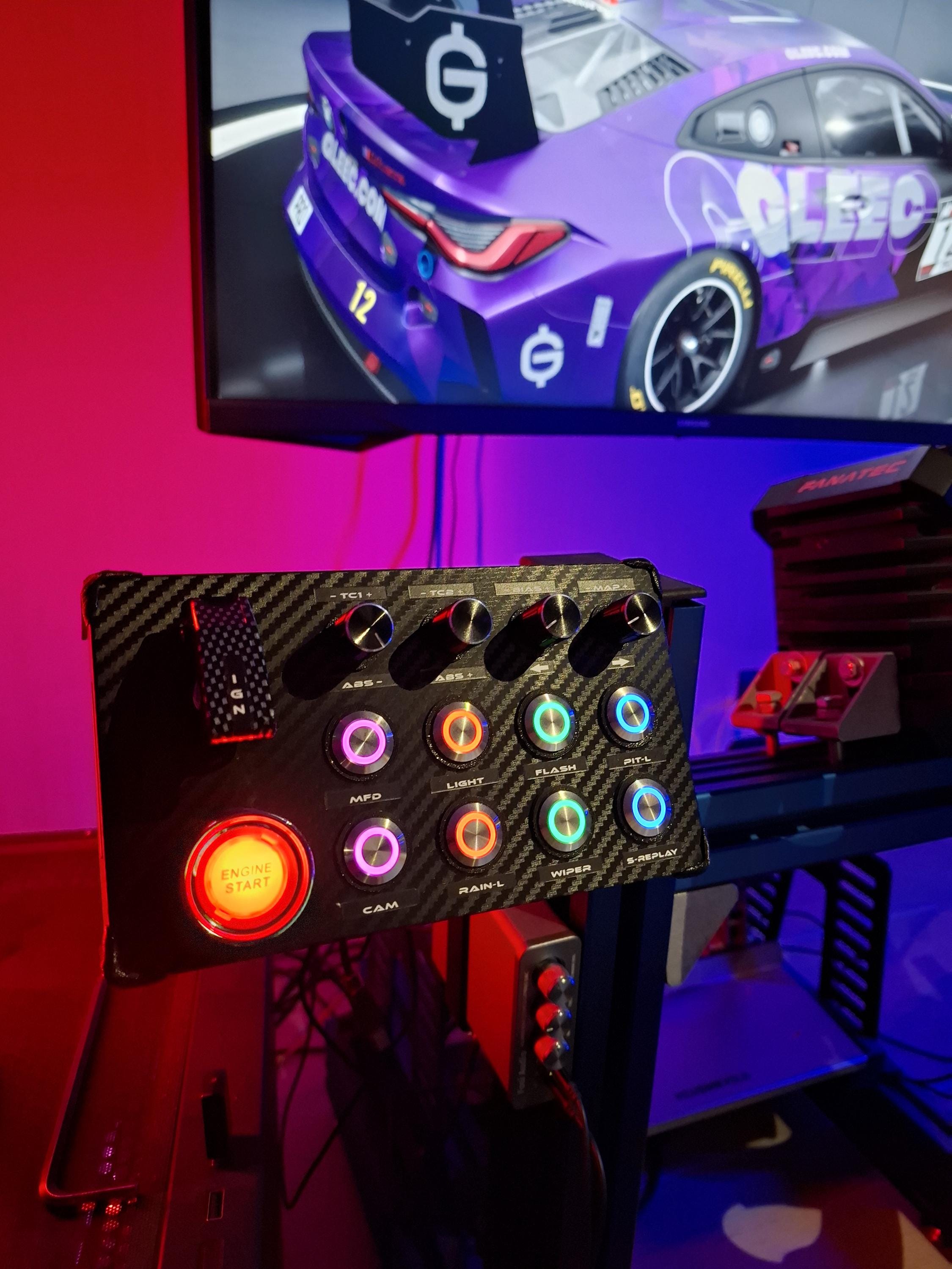 Button Box Sim Racing Console 22 Functions RGB Illuminated Buttons ...