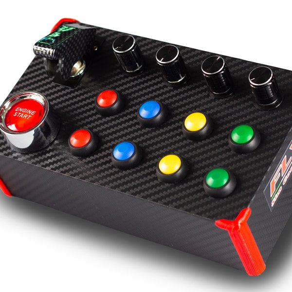 Caja de botones sim racing para PC, simuladores de conducción y vuelo, palanca de encendido botón de arranque del motor con luces, botonera sim racing 22 funciones