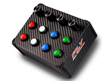 Button box sim racing for driving simulators and flight simulators, 20 functions, 8 buttons and 4 rotary encoders, simracing buttonbox
