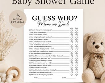 Guess Who Baby Shower Game (Printable Digital Download File)