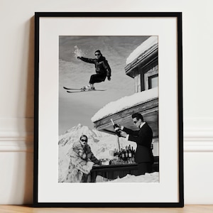 Apres Ski Print | Black and White Ski Print | Apres Ski Art Print | Vintage Ski Poster | Retro Skiing Poster | Black and White Ski Poster