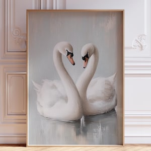 White Swan Print | Vintage Swan Print | Animal Nursery Print | Cute Watercolor Swan Wall Art | Swan Nursery Print | Nursery Animal Print