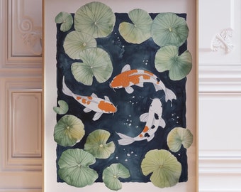 Japanese Koi Wall Art | Pond Koi Print Gift | Minimalist Koi Fish Wall Print | Japanese Fish Wall Art | Japanese Koi Poster | Koi Art Print