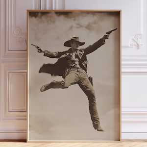 Vintage Cowboy Art Print | Rustic Cowboy Print | Wild West Frontier Art Outlaw Wall Art | Antique Western Art Print | Southwestern Wall Art