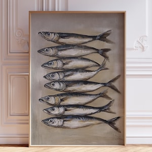 Vintage Sardine Print | Sardines Wall Art | Fisherman Sardine Art Print | Coastal Sardine Kitchen Print | Fish Print | Antique Kitchen Print