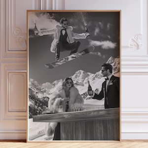 Black & White Apres Ski Poster | Retro Apres Ski Print | Retro Skiing Poster | Ski Wall Art Print | Apres Ski Art Print | Vintage Ski Poster