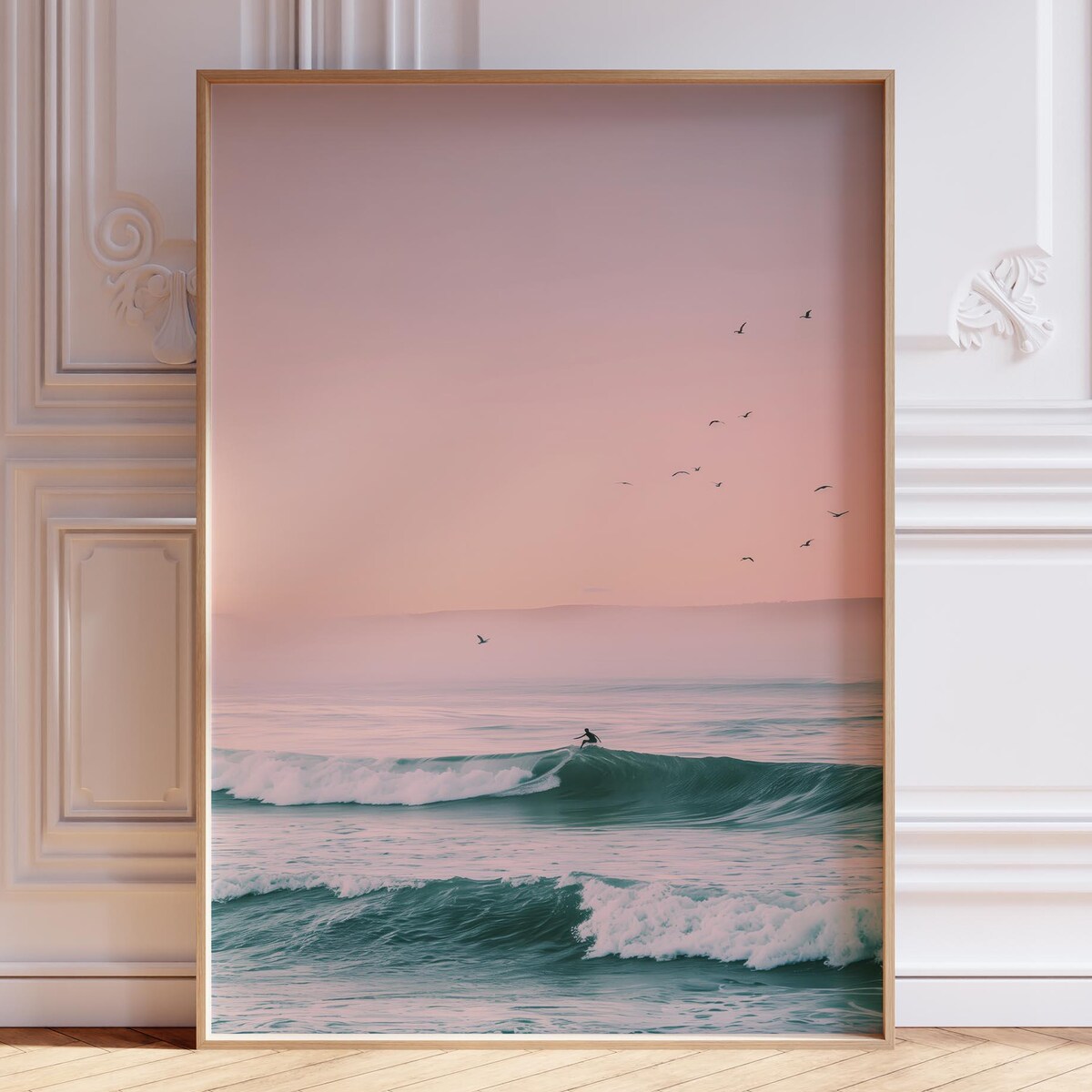 Beachy Wall Art | Pink Sunset Surf Poster | Surf Wall Art | Hawaii Wall Art | Surfboard Wall Art | Vintage Surf Poster | Cute Beachy Prints - Etsy