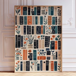 DIGITALER DOWNLOAD | Buch Kunstdruck | Vintage Bibliothek Poster | Retro Buchliebhaber Kunst Lesung Kunstdruck | Bücherregal Kunst | Bibliothek Kunstdruck