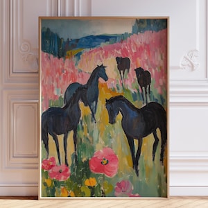 Pink Horse Print | Girl Horse Print Wall Art | Animal Horse Nursery Wall Art | Horse Print for Girls Room | Watercolor Horse Art Print