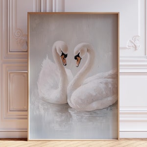 White Swan Print | Vintage Swan Print | Animal Nursery Print | Cute Watercolor Swan Wall Art | Swan Nursery Print | Nursery Animal Print