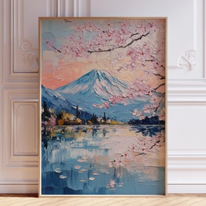 Japanese Cherry Blossom Wall Art | Mt Fuji Print | Watercolor Cherry Blossom Tree Wall Art | Cherry Blossom Poster | Mountain Flower Print