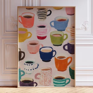 Pink Coffee Poster | Colorful Kitchen Coffee Art | Coffee Poster | Kitchen Print | Kitchen Art | Pink Coffee Art Print | Retro Kitchen Art