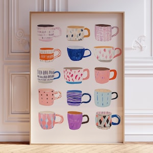 Pink Coffee Poster | Colorful Kitchen Coffee Art | Coffee Poster | Kitchen Print | Kitchen Art | Pink Coffee Art Print | Retro Kitchen Art