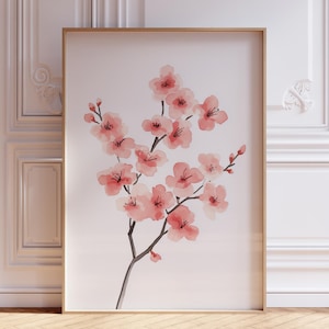 Muurkunst Japanse kersenbloesem | Japanse bloem kersenbloesem poster | Japanse bloemenprint | Muurkunst Japanse kersenbloesemboom