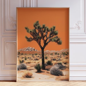 Retro Joshua Tree Print | Joshua Tree Landscape Print | Joshua Tree Wall Art | Joshua Tree National Park Poster | Desert Landscape Print