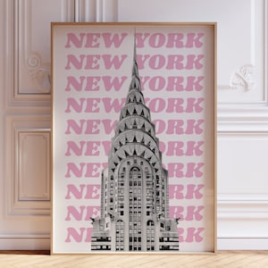Póster de The New Yorker / Impresión rosa de Nueva York / Póster de NYC / Impresión de The New Yorker / Arte mural de Nueva York / Impresión artística de Nueva York / Impresión de la ciudad de Nueva York