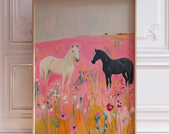 Pink Coastal Cowgirl Print | Long Live Cowgirls Print Coastal Cowgirl Wall Art | Boho Vintage Horse Wall Art | Countryside Landscape Poster