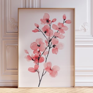 Muurkunst Japanse kersenbloesem | Japanse bloem kersenbloesem poster | Japanse bloemenprint | Muurkunst Japanse kersenbloesemboom