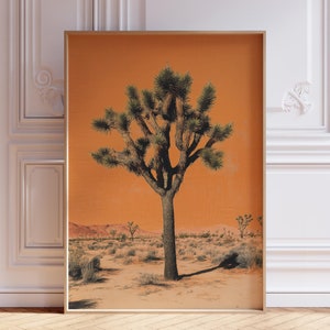 Retro Joshua Tree Print | Joshua Tree Landscape Print | Joshua Tree Wall Art | Joshua Tree National Park Poster | Desert Landscape Print
