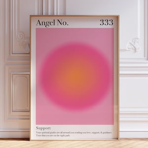 Pink Aura Poster | 333 Angel Number Poster | Cute Aesthetic Pink Aura Wall Art | Trendy Aura Print | Spiritual 333 Angel Number Wall Art