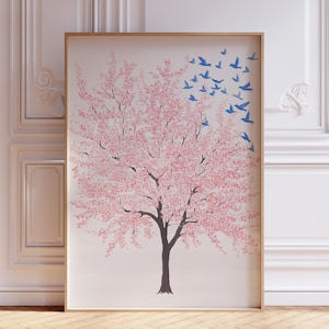 Kirschblüten Wandbild | Japanische Kirschblüte Poster | Japanischer Blumendruck | Japanische Kirschblütenbaum-Wandkunst