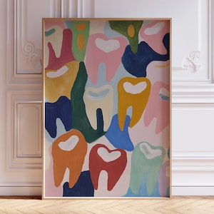 Dental Wall Art Print | Teeth Dental Office Wall Art | Orthodontist Dental Wall Decor Painting | Pediatric Dentist Kids Oral Hygiene Art