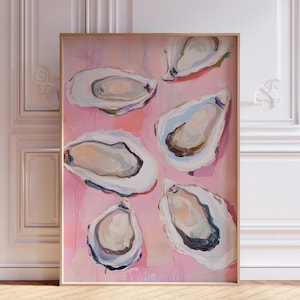 DIGITAL DOWNLOAD | Watercolor Oyster Print | Pink Oyster Kitchen Print | Beach Kitchen Coastal Oyster Print | Seafood Oyster Digital Print
