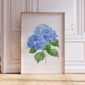 DIGITAL DOWNLOAD | Blue Hydrangea Digital Print | Botanical Watercolor Hydrangea Print | Coastal Grandma Print | Coastal Hydrangea Print